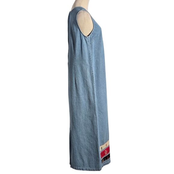 Country Wear Vintage Denim Patched Sleeveless Maxi Dress - Picture 6 of 8